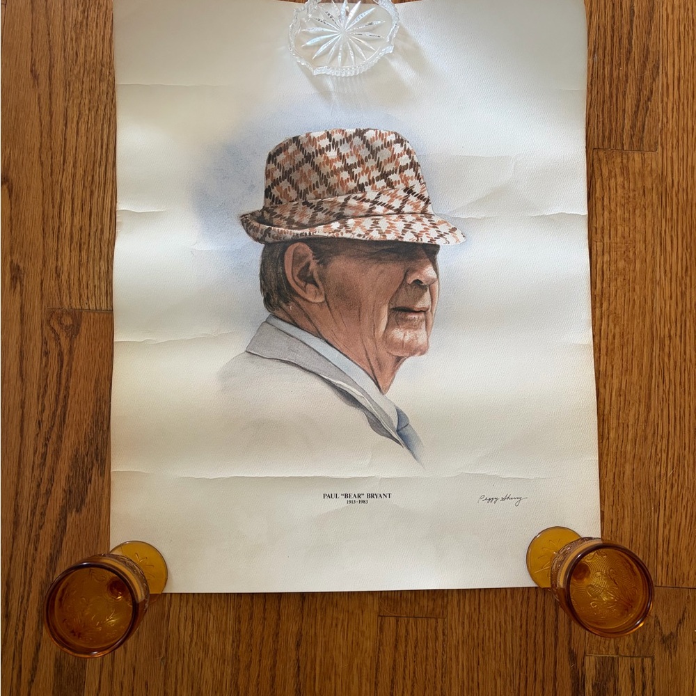Painting of Paul “Bear” Bryant on Canvas Paper | Painting by Peggy Sherry